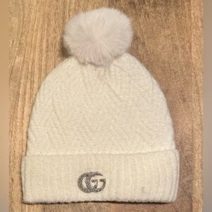 White Pom-Pom Knit Beanie